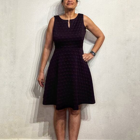 DKNY Eggplant Mini Fit Flare Dress Sz 10 - Picture 1 of 14